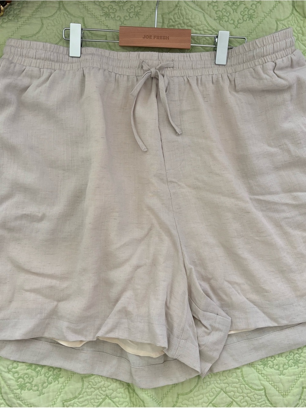 Pink Martini Women's Drawstring Linen-Blend Shorts in Light Taupe
